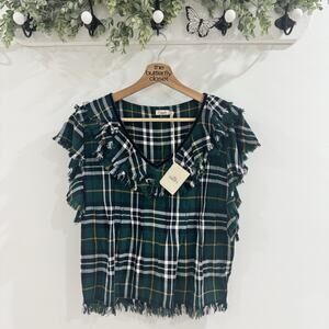 New Faherty Women's Yosepha Top Small Ivy Plaid 8-1002